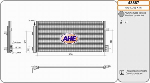 AHE 43887 - Kondensators, Gaisa kond. sistēma www.autospares.lv