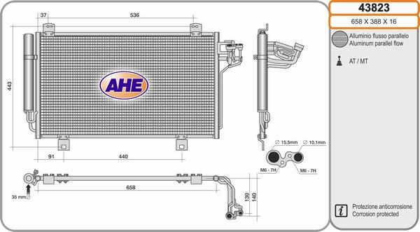 AHE 43823 - Kondensators, Gaisa kond. sistēma www.autospares.lv