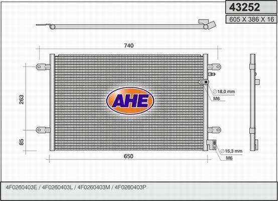 AHE 43252 - Kondensators, Gaisa kond. sistēma www.autospares.lv
