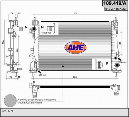 AHE 109.419/A - Radiators, Motora dzesēšanas sistēma www.autospares.lv