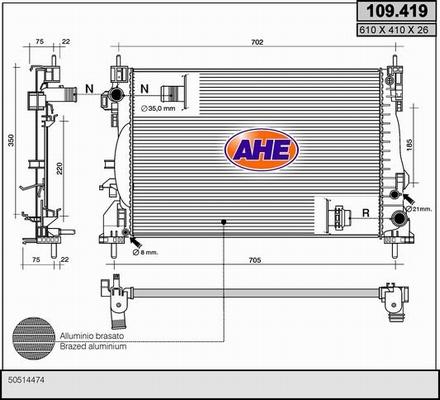 AHE 109.419 - Radiators, Motora dzesēšanas sistēma www.autospares.lv
