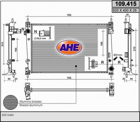 AHE 109.415 - Radiators, Motora dzesēšanas sistēma www.autospares.lv