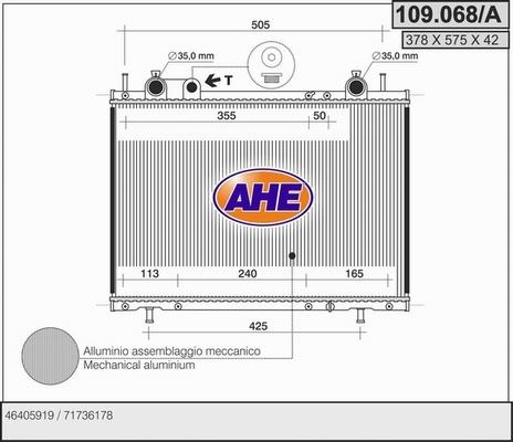 AHE 109.068/A - Radiators, Motora dzesēšanas sistēma www.autospares.lv