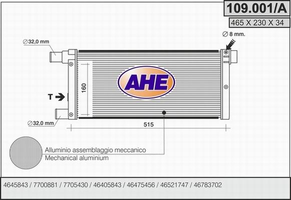 AHE 109.001/A - Radiators, Motora dzesēšanas sistēma www.autospares.lv