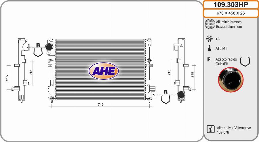 AHE 109.303HP - Radiators, Motora dzesēšanas sistēma www.autospares.lv