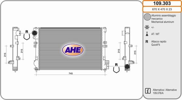 AHE 109.303 - Radiators, Motora dzesēšanas sistēma www.autospares.lv