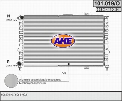 AHE 101.019/O - Radiators, Motora dzesēšanas sistēma www.autospares.lv