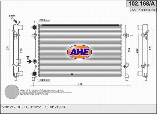 AHE 102.168/A - Radiators, Motora dzesēšanas sistēma www.autospares.lv