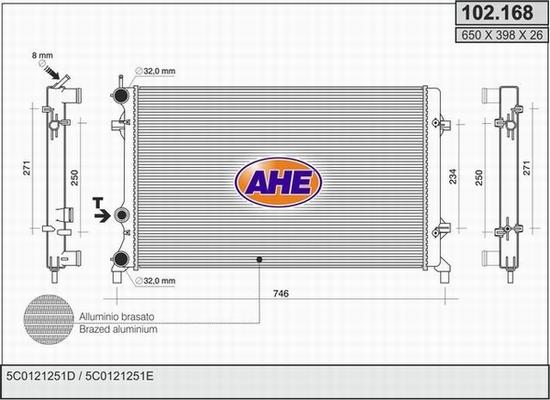 AHE 102168 - Radiators, Motora dzesēšanas sistēma www.autospares.lv