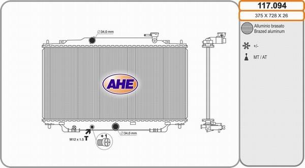 AHE 117.094 - Radiators, Motora dzesēšanas sistēma www.autospares.lv