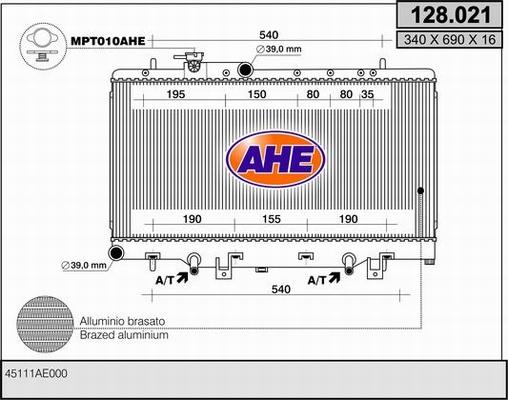 AHE 128.021 - Radiators, Motora dzesēšanas sistēma www.autospares.lv