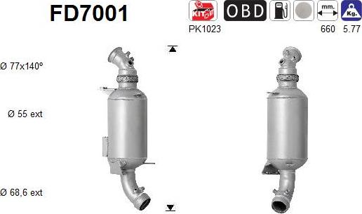 AS FD7001 - Nosēdumu / Daļiņu filtrs, Izplūdes gāzu sistēma www.autospares.lv