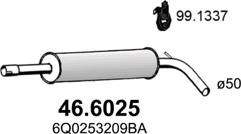 ASSO 46.6025 - Vidējais izpl. gāzu trokšņa slāpētājs www.autospares.lv