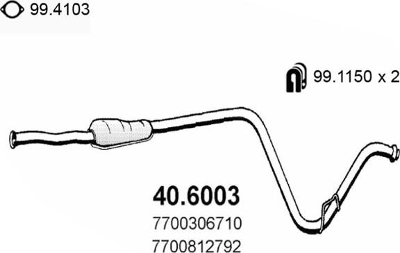 ASSO 40.6003 - Vidējais izpl. gāzu trokšņa slāpētājs www.autospares.lv