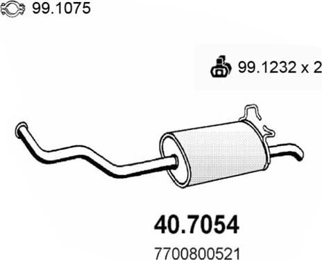 ASSO 40.7054 - Izplūdes gāzu trokšņa slāpētājs (pēdējais) www.autospares.lv