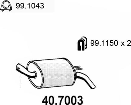 ASSO 40.7003 - Izplūdes gāzu trokšņa slāpētājs (pēdējais) www.autospares.lv