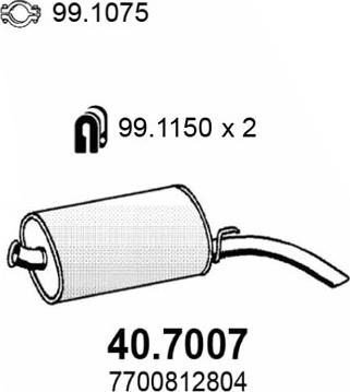 ASSO 40.7007 - Izplūdes gāzu trokšņa slāpētājs (pēdējais) www.autospares.lv