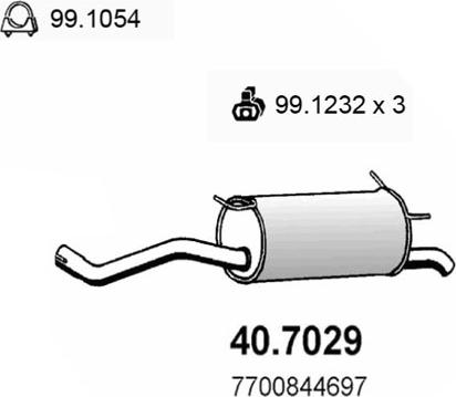 ASSO 40.7029 - Izplūdes gāzu trokšņa slāpētājs (pēdējais) www.autospares.lv