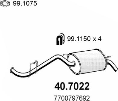 ASSO 40.7022 - Izplūdes gāzu trokšņa slāpētājs (pēdējais) www.autospares.lv