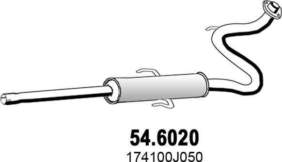ASSO 54.6020 - Vidējais izpl. gāzu trokšņa slāpētājs www.autospares.lv