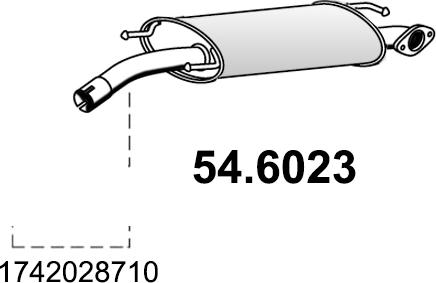 ASSO 54.6023 - Vidējais izpl. gāzu trokšņa slāpētājs www.autospares.lv