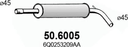 ASSO 50.6005 - Vidējais izpl. gāzu trokšņa slāpētājs www.autospares.lv