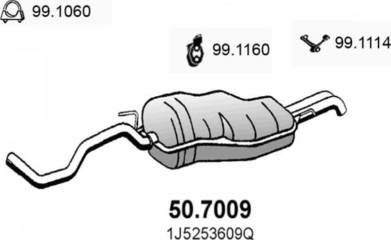 ASSO 50.7009 - Izplūdes gāzu trokšņa slāpētājs (pēdējais) www.autospares.lv