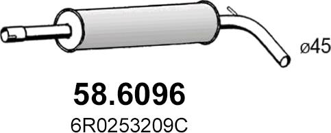 ASSO 58.6096 - Vidējais izpl. gāzu trokšņa slāpētājs www.autospares.lv