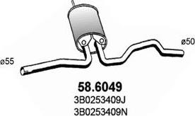 ASSO 58.6049 - Vidējais izpl. gāzu trokšņa slāpētājs www.autospares.lv