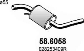ASSO 58.6058 - Vidējais izpl. gāzu trokšņa slāpētājs www.autospares.lv