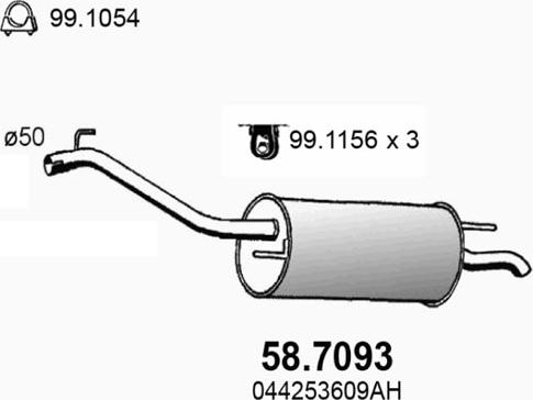 ASSO 58.7093 - Izplūdes gāzu trokšņa slāpētājs (pēdējais) www.autospares.lv