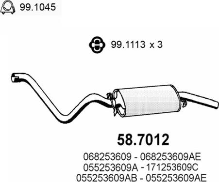 ASSO 58.7012 - Izplūdes gāzu trokšņa slāpētājs (pēdējais) www.autospares.lv