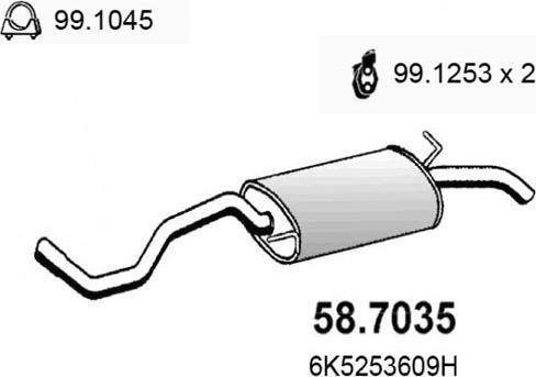 ASSO 58.7035 - Izplūdes gāzu trokšņa slāpētājs (pēdējais) www.autospares.lv