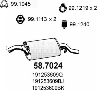 ASSO 58.7024 - Izplūdes gāzu trokšņa slāpētājs (pēdējais) www.autospares.lv