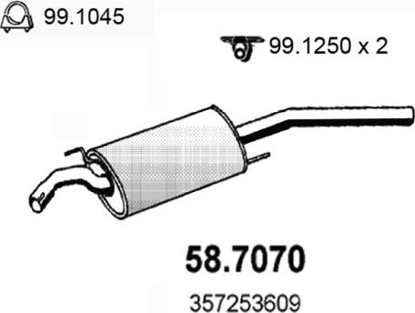 ASSO 58.7070 - Izplūdes gāzu trokšņa slāpētājs (pēdējais) www.autospares.lv