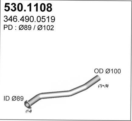 ASSO 530.1108 - Izplūdes caurule www.autospares.lv