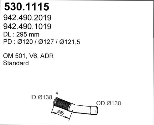 ASSO 530.1115 - Izplūdes caurule www.autospares.lv