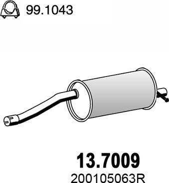 ASSO 13.7009 - Izplūdes gāzu trokšņa slāpētājs (pēdējais) www.autospares.lv