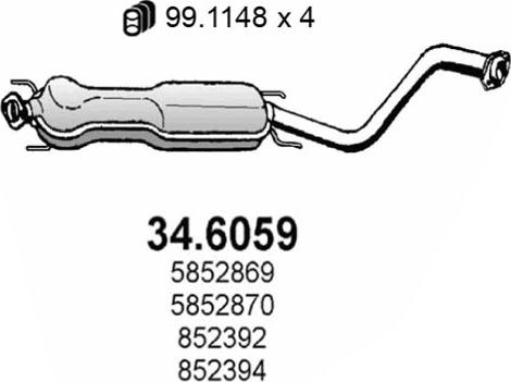 ASSO 34.6059 - Vidējais izpl. gāzu trokšņa slāpētājs www.autospares.lv