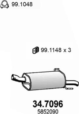 ASSO 34.7096 - Izplūdes gāzu trokšņa slāpētājs (pēdējais) www.autospares.lv