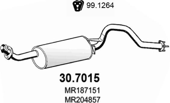 ASSO 30.7015 - Izplūdes gāzu trokšņa slāpētājs (pēdējais) www.autospares.lv