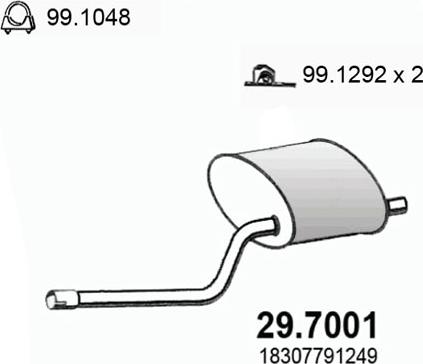 ASSO 29.7001 - Izplūdes gāzu trokšņa slāpētājs (pēdējais) www.autospares.lv