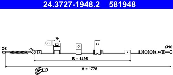 ATE 24.3727-1948.2 - Trose, Stāvbremžu sistēma www.autospares.lv