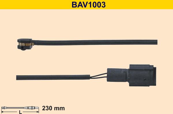 Barum BAV1003 - Indikators, Bremžu uzliku nodilums www.autospares.lv