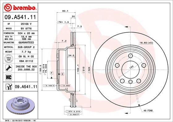 Brembo 09.A541.11 - Bremžu diski www.autospares.lv