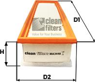 Clean Filters MA3448 - Gaisa filtrs www.autospares.lv