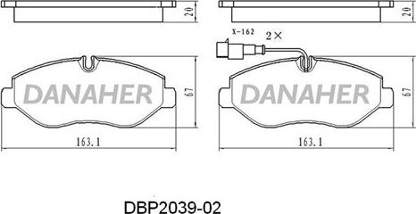 Danaher DBP2039-02 - Bremžu uzliku kompl., Disku bremzes www.autospares.lv