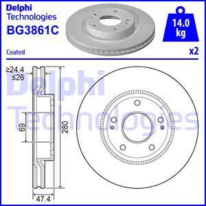 Delphi BG3861C - Bremžu diski www.autospares.lv