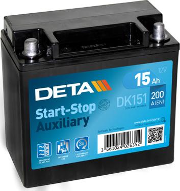 DETA DK151 - Startera akumulatoru baterija www.autospares.lv