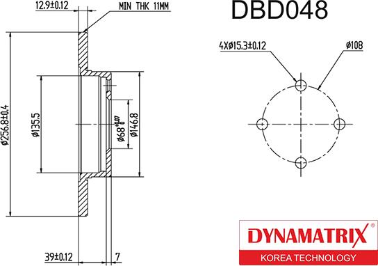 Dynamatrix DBD048 - Bremžu diski www.autospares.lv
